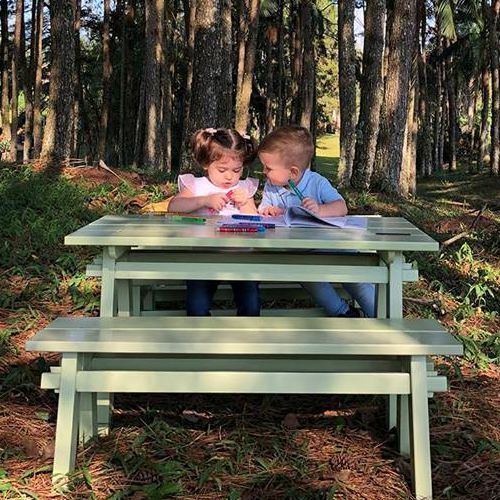 Mesa de Picnic con dos bancas para niños para exterior o para jardín de la línea Alpina