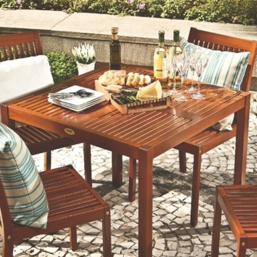 Comedor de terraza modelo Fitt de madera jatoba de Brasil